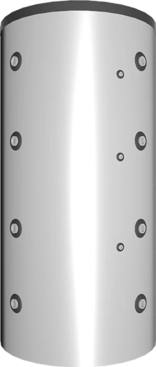 Silberne Isolierung mit glatter Oberfläche und mehreren Halterungen, präsentiert in vertikaler Ausrichtung. Hersteller ist Juratherm.
